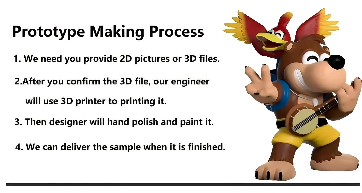 Custom toy prototype making process – 2D design to 3D printing to hand-painted sample